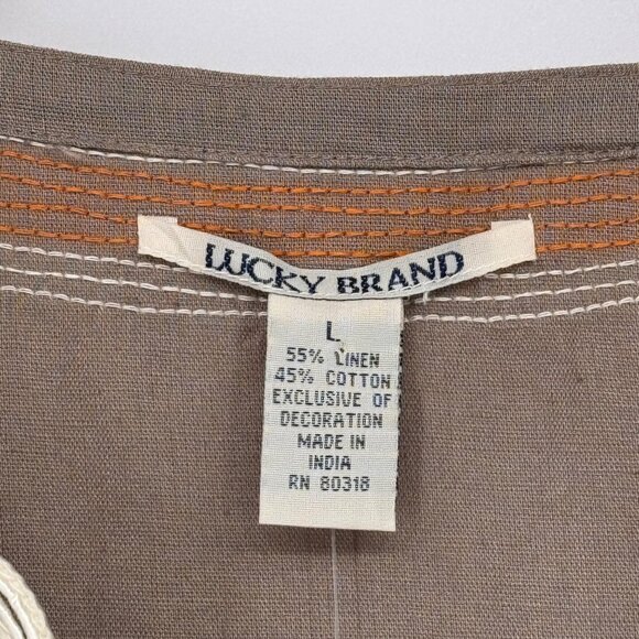 Lucky Brand Womens Tunic Dress Beige m Boho Style Linen Blend size Large new - Picture 4 of 13